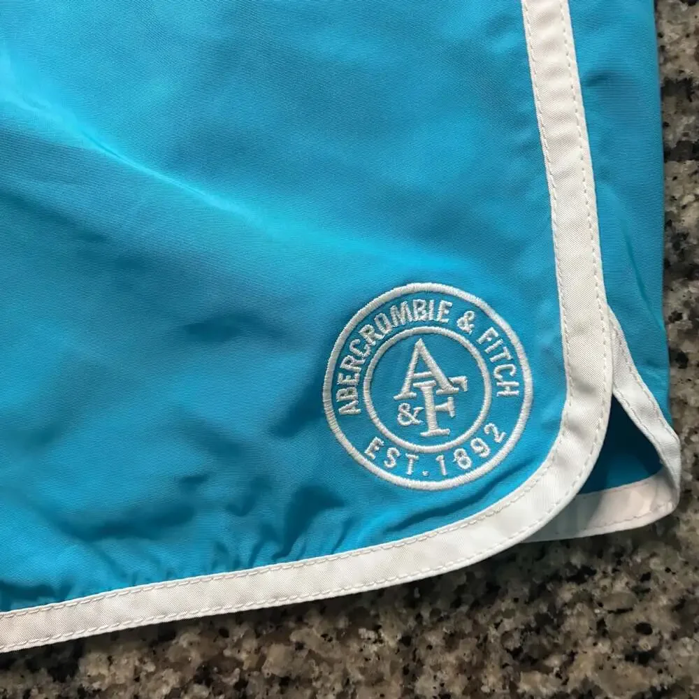 Abercrombie & Fitch Men's Blue Board Shorts with White Trim